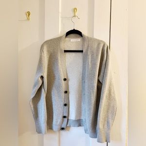 Everlane Men's Double-Knit Cotton Cardigan for Her- Grey / Light Grey